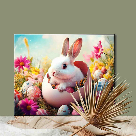 Bunny in Blooming Eggshell Paint by Numbers
