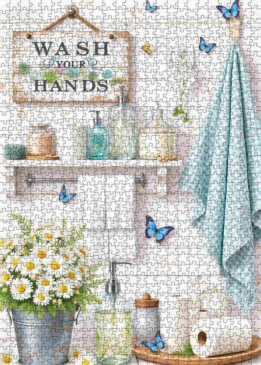 Butterfly Bathroom Garden Jigsaw Puzzle