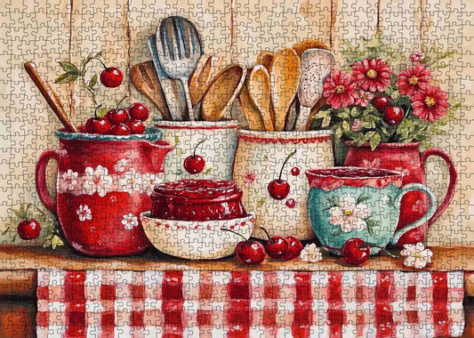 Cherry Kitchen Charm Jigsaw Puzzle
