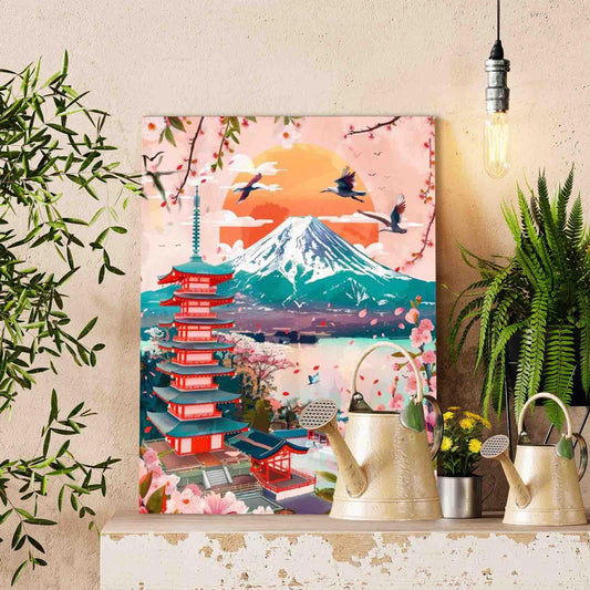 Cherry Blossom Fuji View paint by numbers