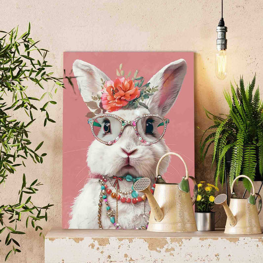 Chic Bunny Portrait Paint by Numbers