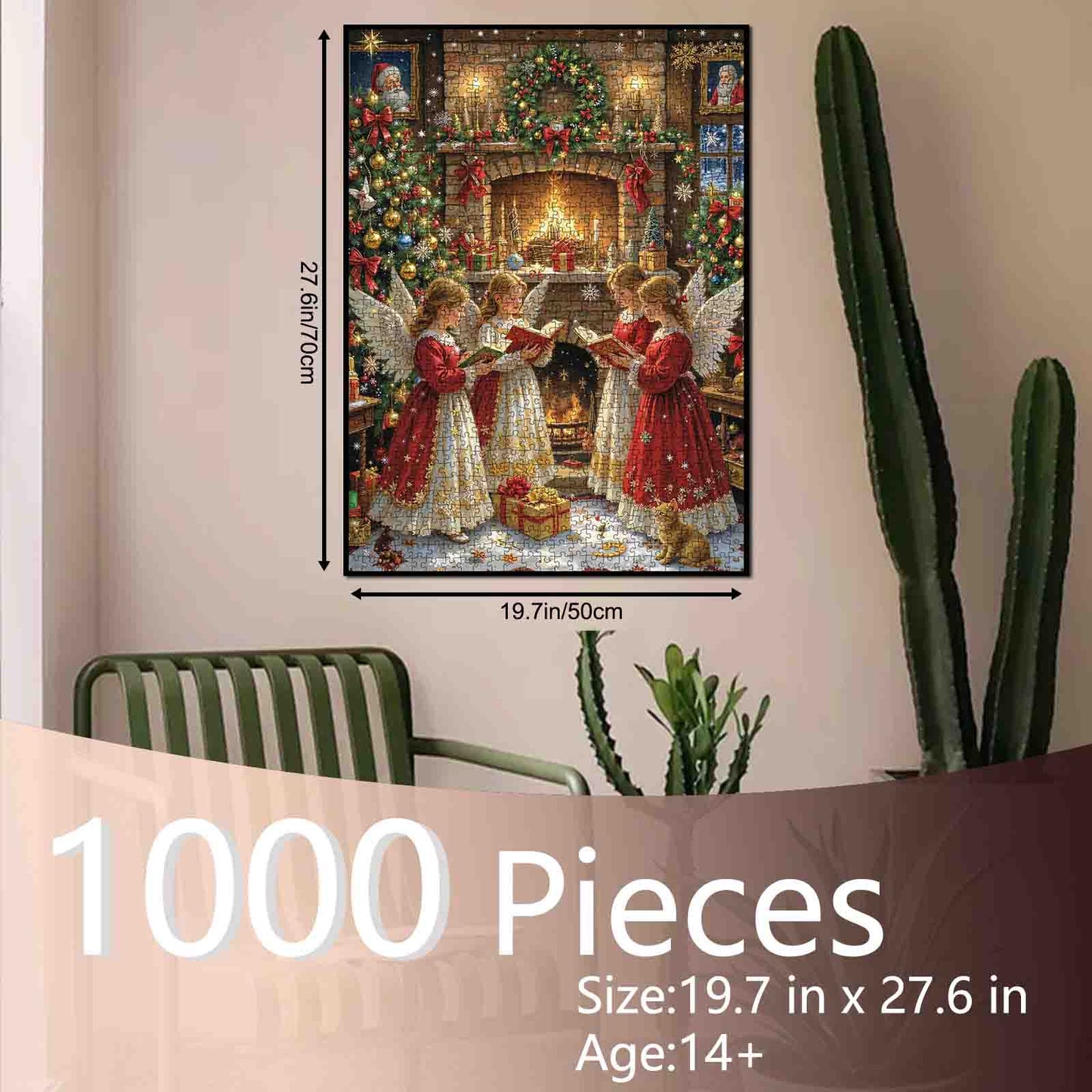 Christmas Angels Singing by the Fireplace Jigsaw Puzzle