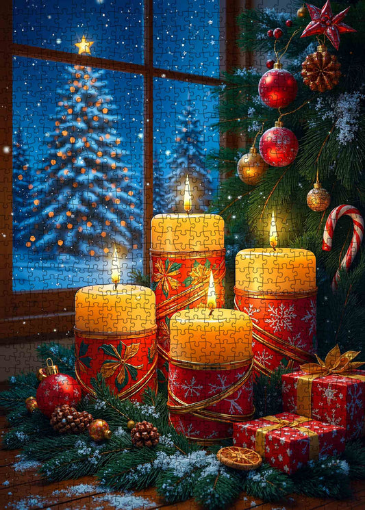 Christmas Candles by Tree Jigsaw Puzzle