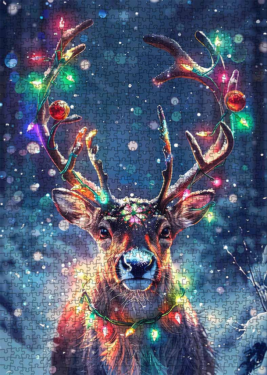 Christmas Lights Reindeer Jigsaw Puzzle
