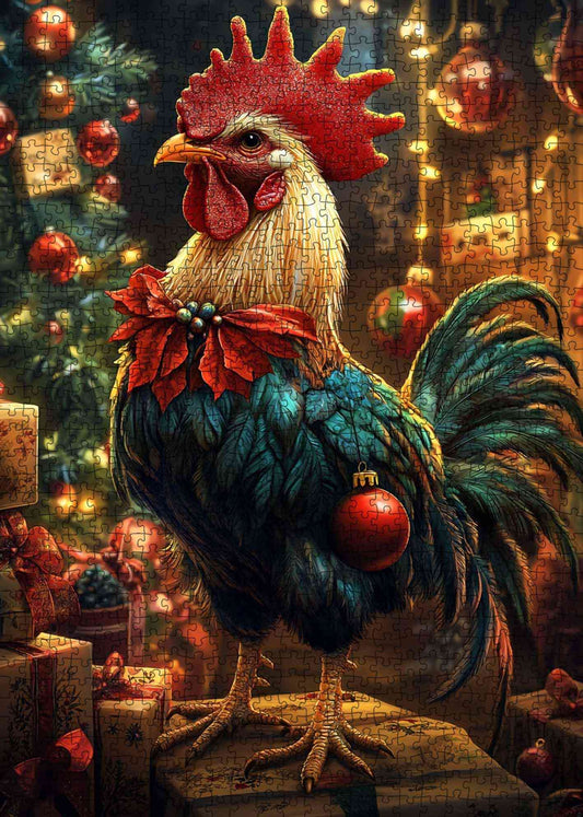 Christmas Rooster Celebration Jigsaw Puzzle