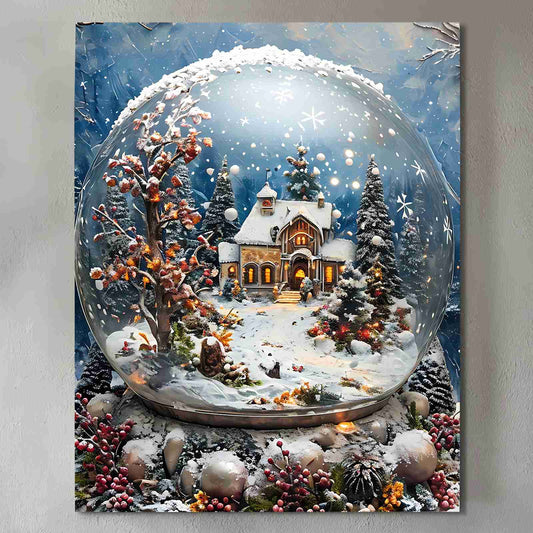 Snow Globe Winter Wonderland Canvas Wall Art
