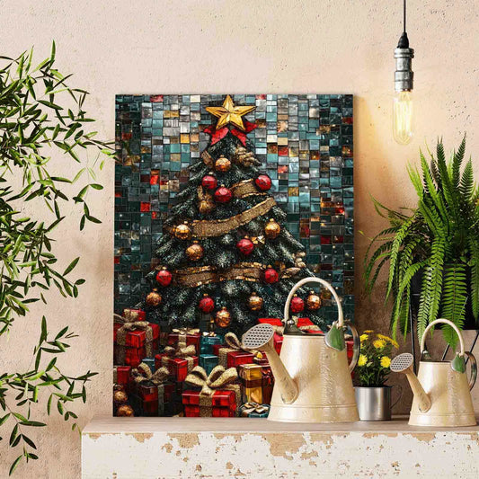 Christmas Tree Piled with Gifts Paint by Numbers