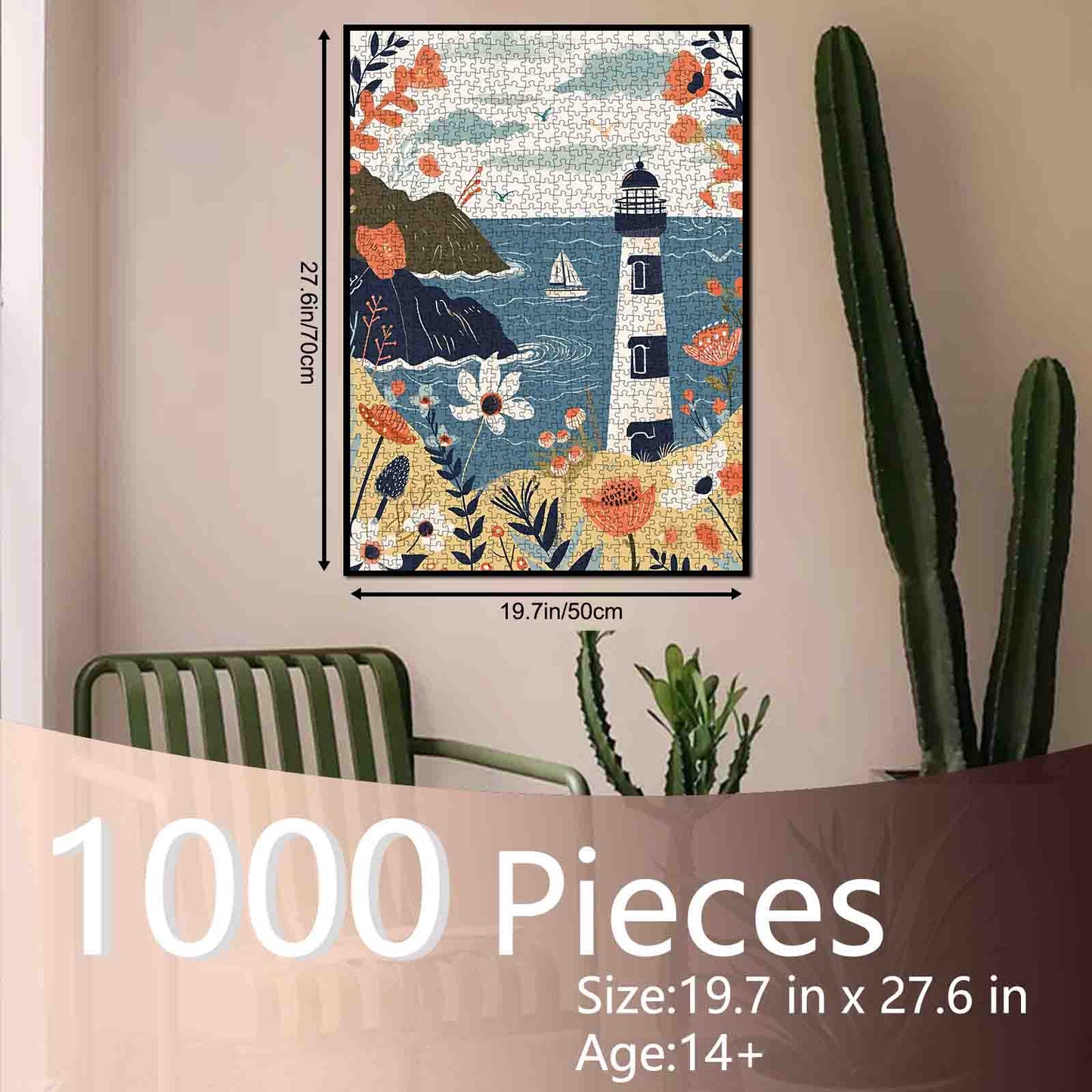 Coastal Lighthouse Floral Breeze Jigsaw Puzzle