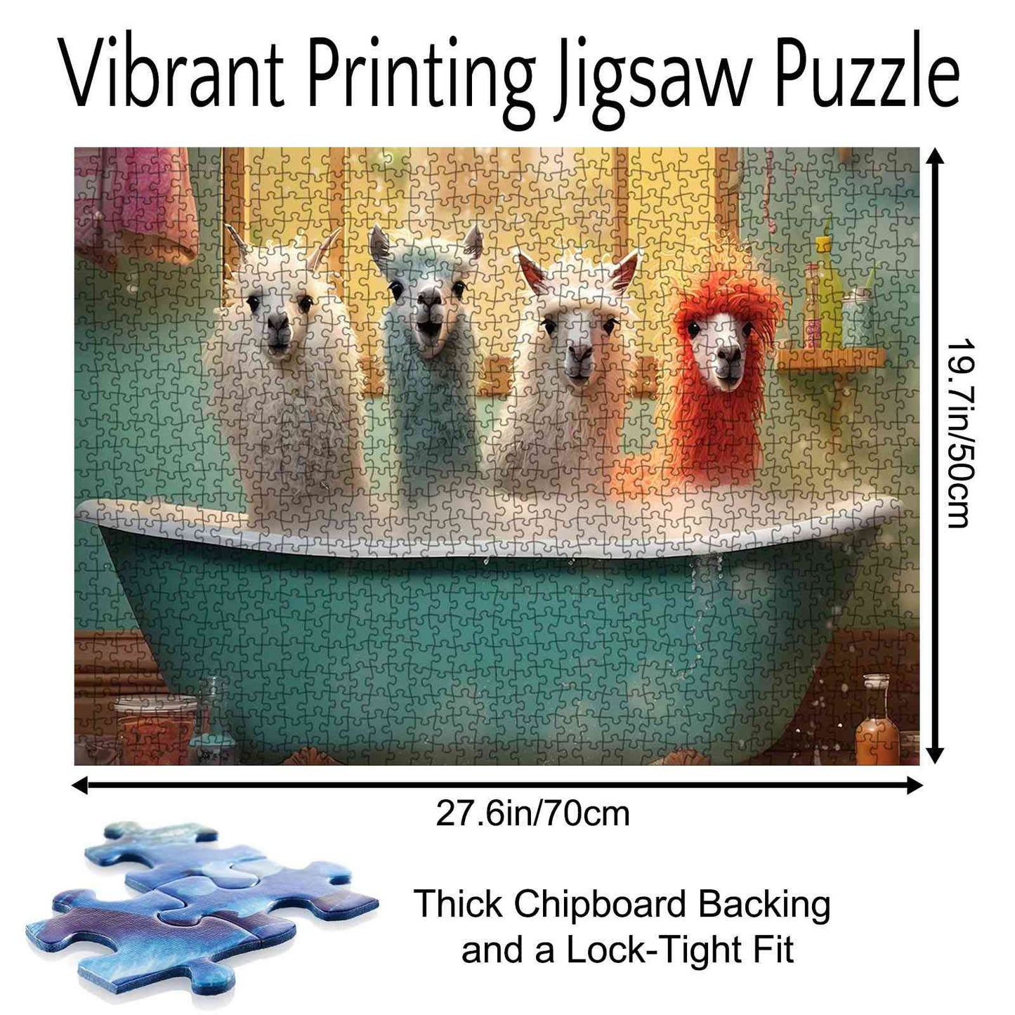 Colorful Alpaca in Bathtub Jigsaw Puzzle