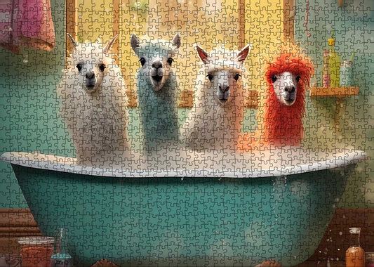 Colorful Alpaca in Bathtub Jigsaw Puzzle