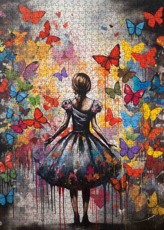 Colorful Butterfly Girl Jigsaw Puzzle