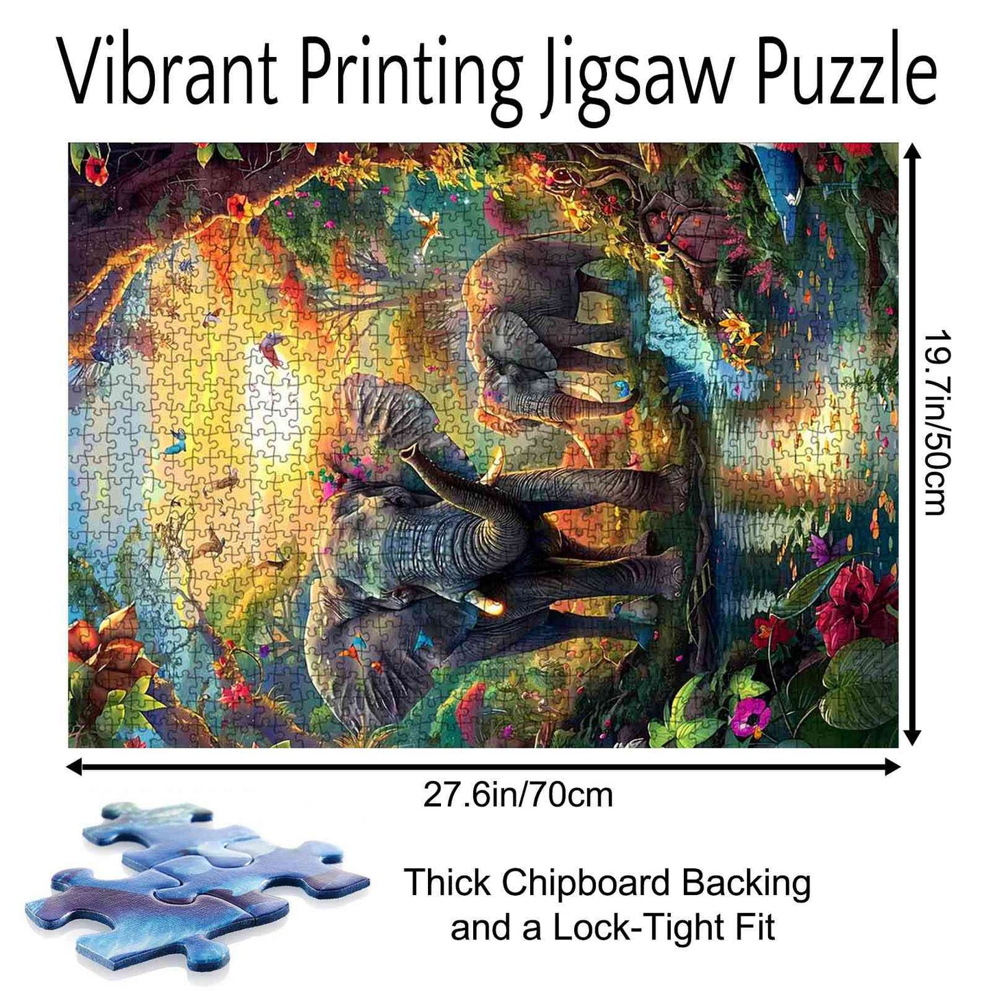 Colorful Elephants in Jungle Jigsaw Puzzle