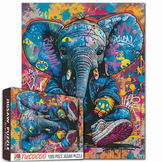 Colorful Graffiti Elephant Jigsaw Puzzle