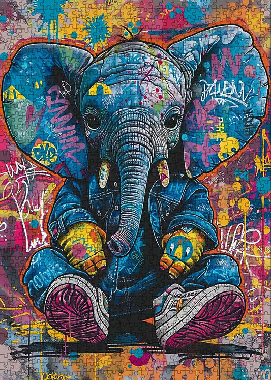 Colorful Graffiti Elephant Jigsaw Puzzle