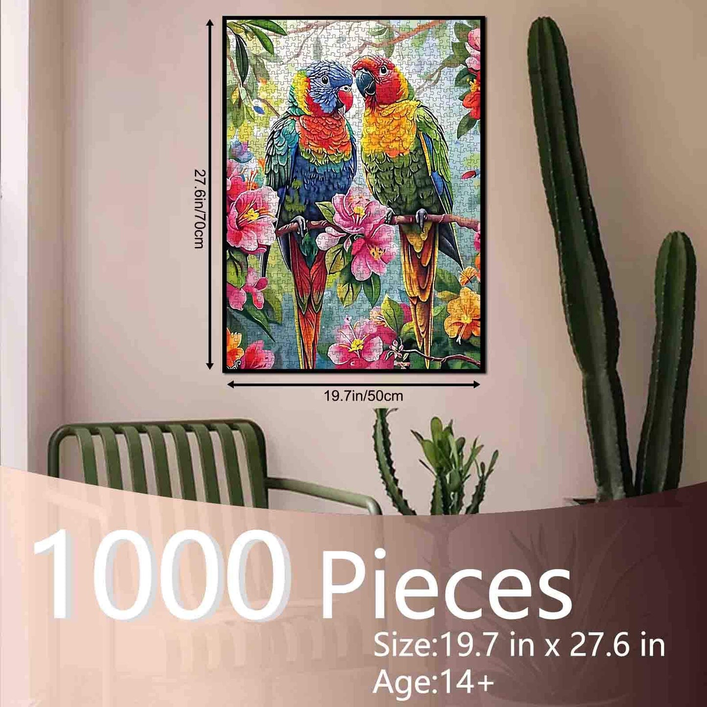 Colorful Parrots on Branch Jigsaw Puzzle