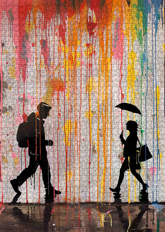 Colorful Street Encounter Jigsaw Puzzle