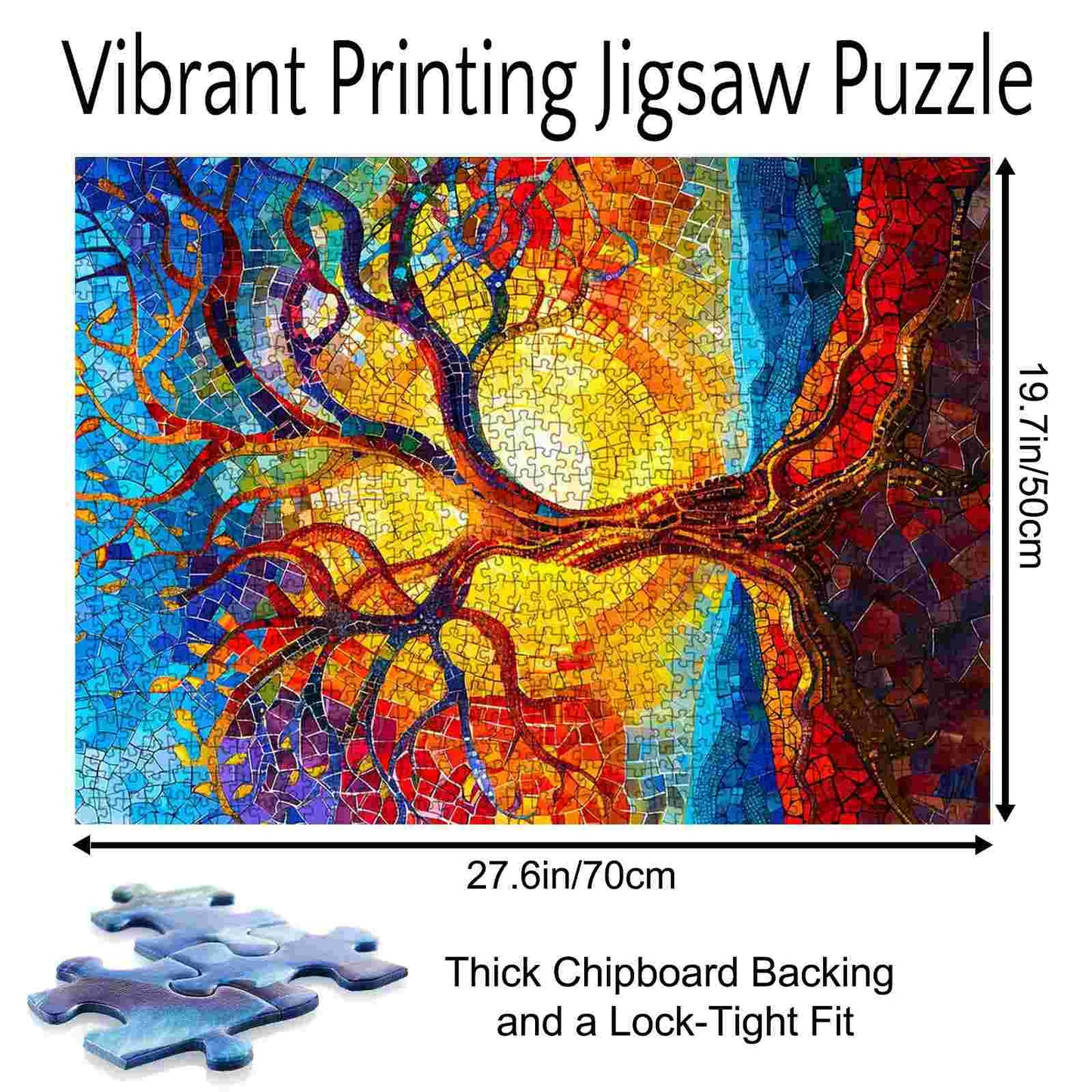 Colorful Tree Stained Glass Jigsaw Puzzle