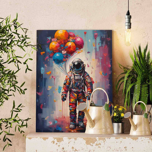 Colorful Astronaut with Balloons paint by numbers