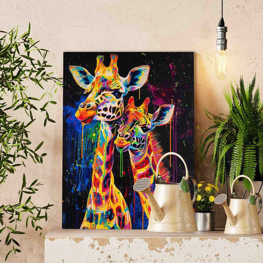 Colorful Giraffe Pair Paint by Numbers