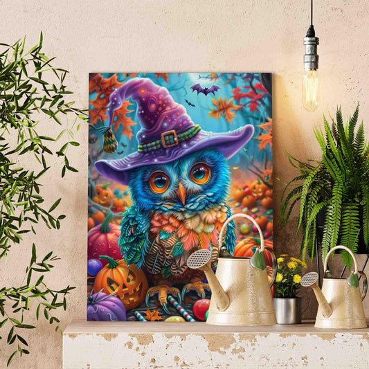 Colorful Owl in Halloween Candy Forest Paint by Numbers