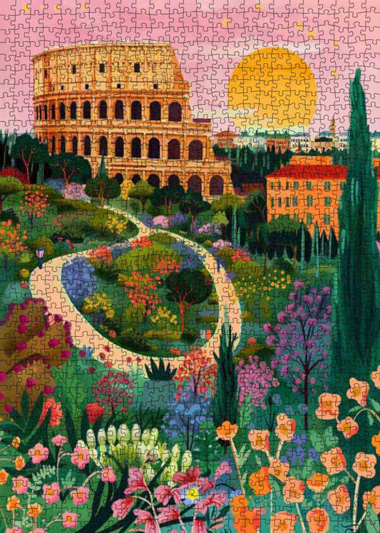 Colosseum Sunset Garden Jigsaw Puzzle