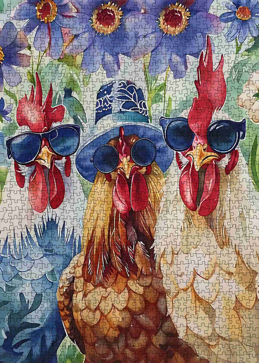 Cool Chickens in Sunglasses Jigsaw Puzzle
