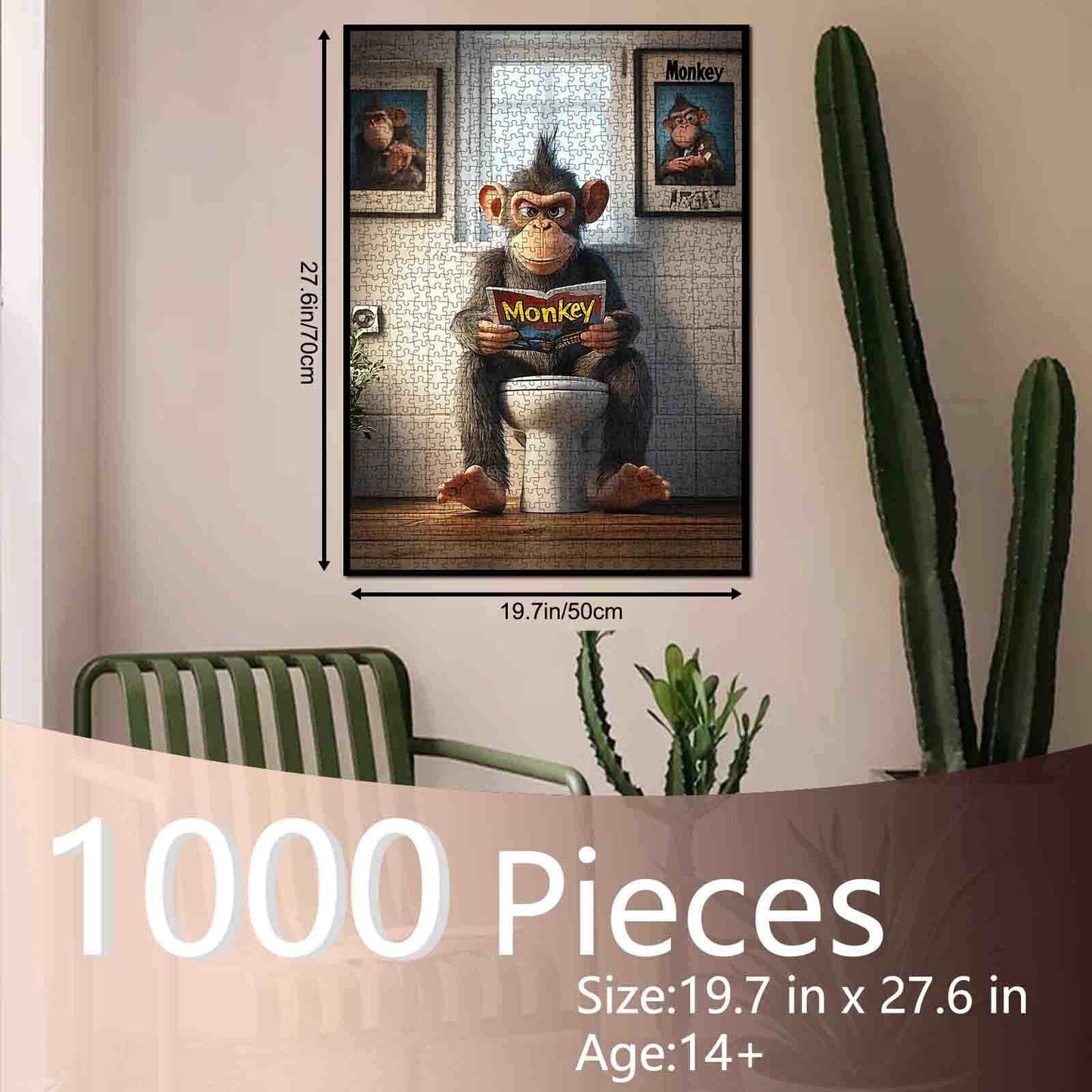 Cool Monkey on Toilet Jigsaw Puzzle