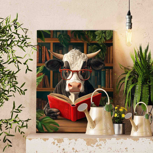 Cow Reading in Quiet Library Paint by Numbers