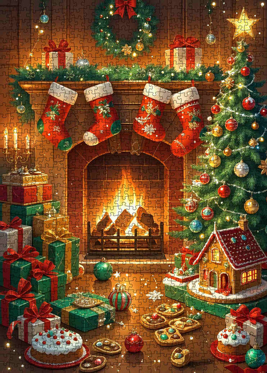 Cozy Fireplace Christmas Eve Jigsaw Puzzle
