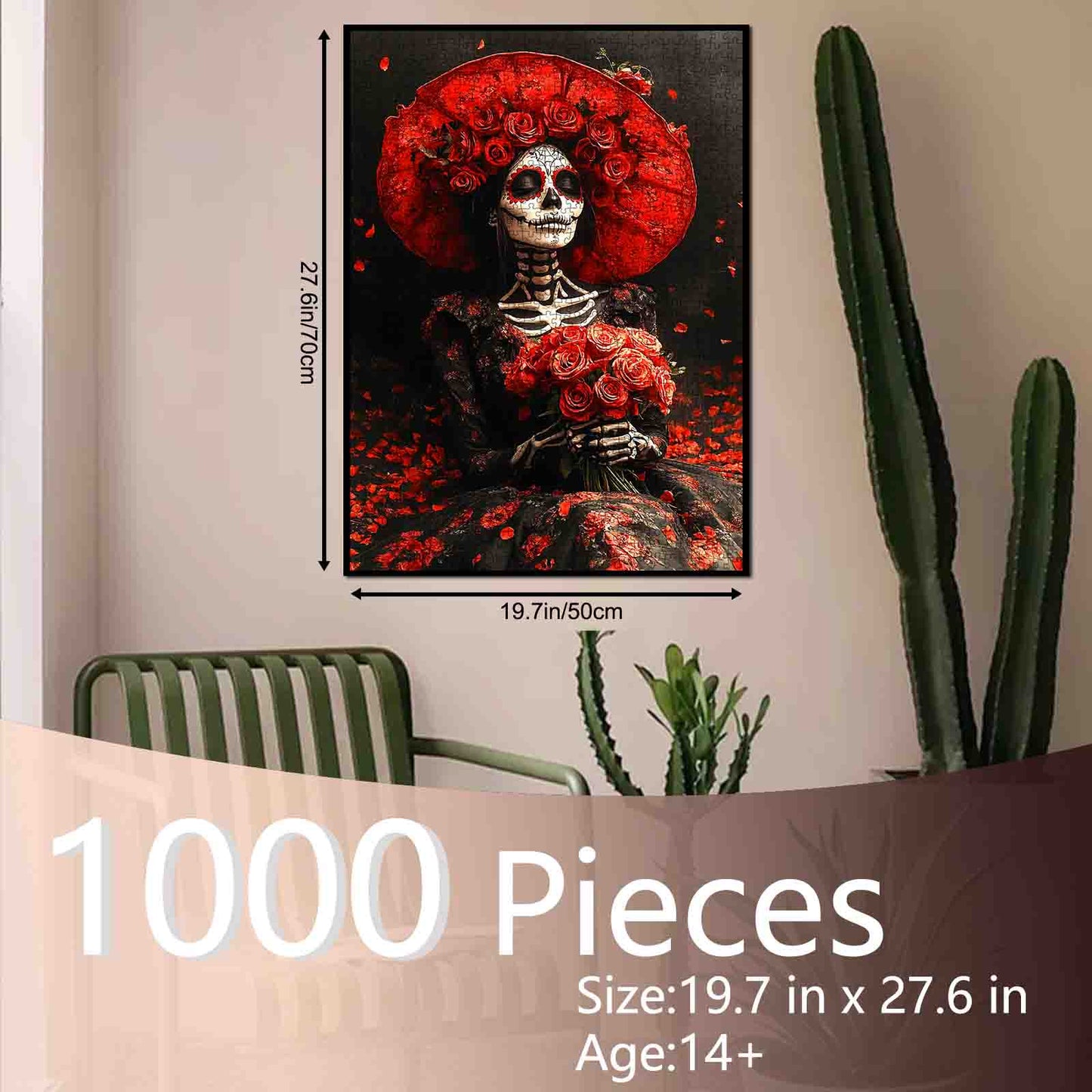 Crimson Rose Skeleton Lady Jigsaw Puzzle