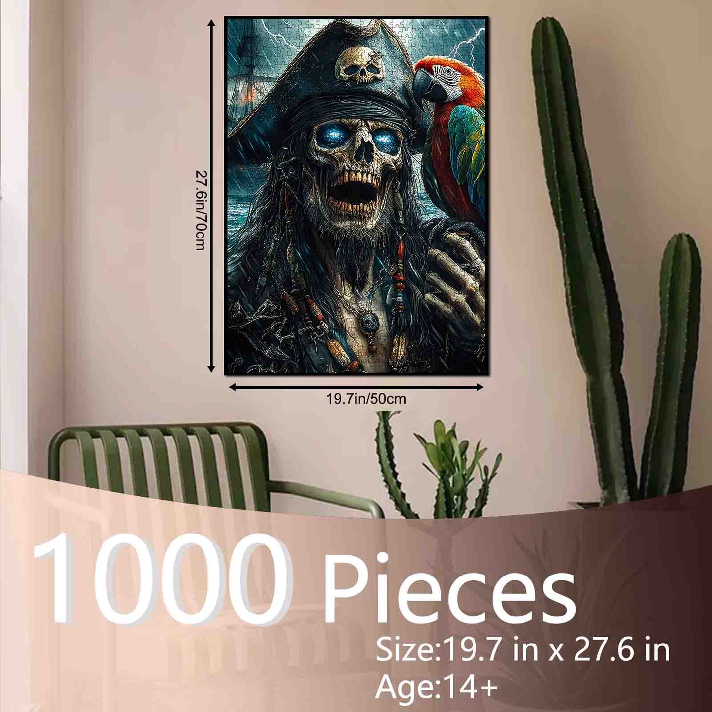 Cursed Pirate Skull Parrot Jigsaw Puzzle