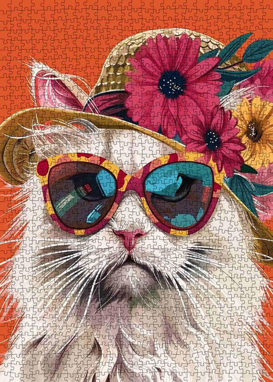 Cute Cat Wear Sunglass Jigsaw Puzzle