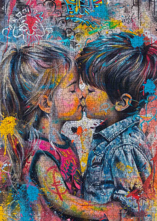 Cute Kiss in Graffiti Style Jigsaw Puzzle