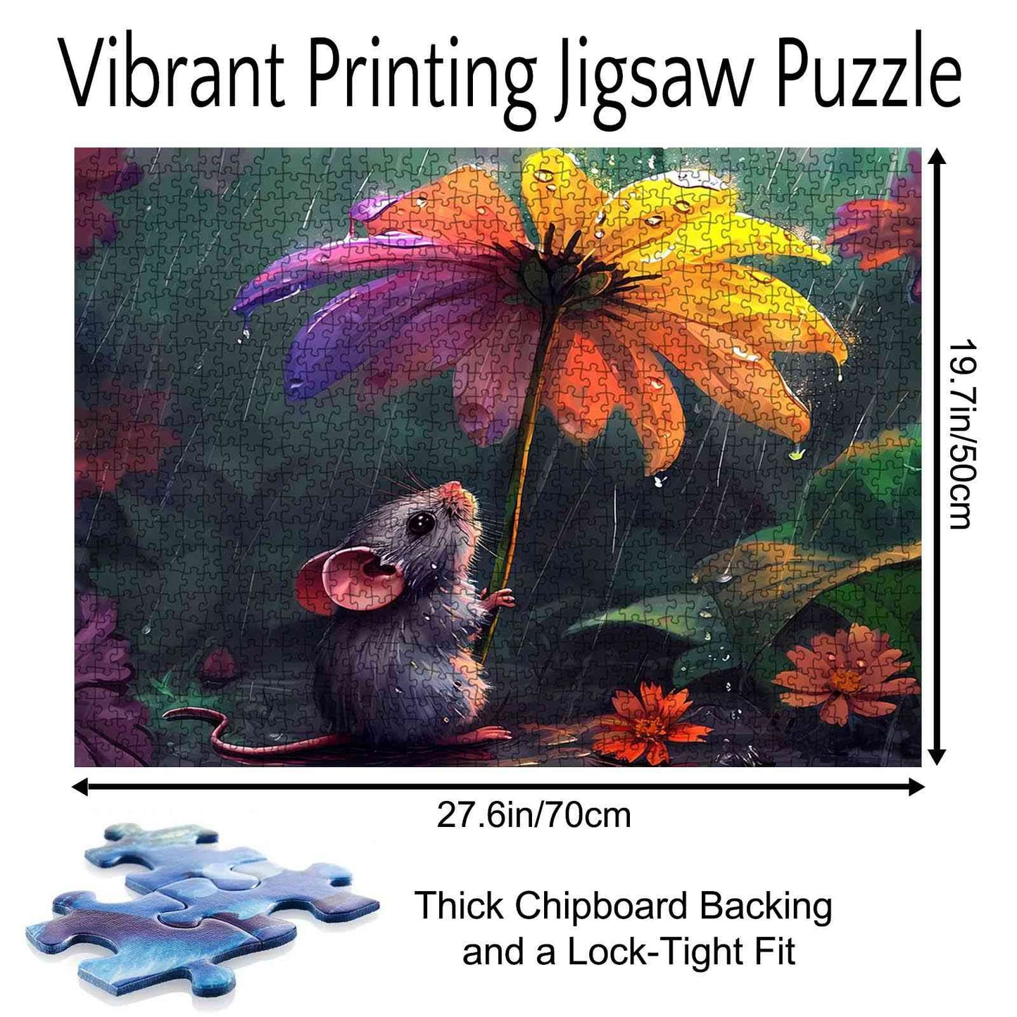 Cute Mouse Colorful Flowers Painting Jigsaw Puzzle