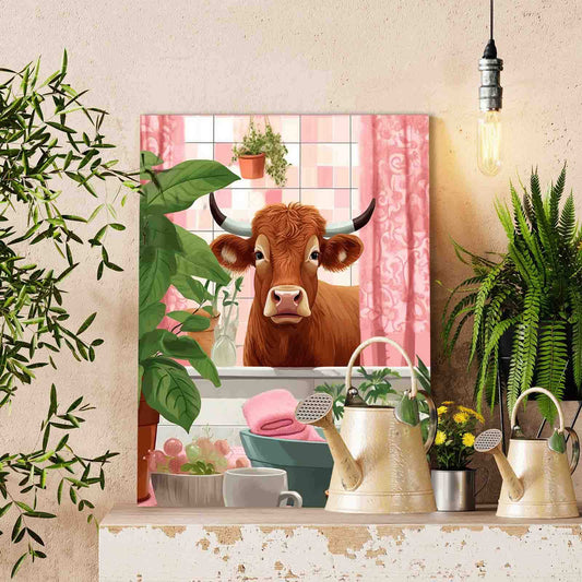 Cute Cow in Bathtub Paint by Numbers