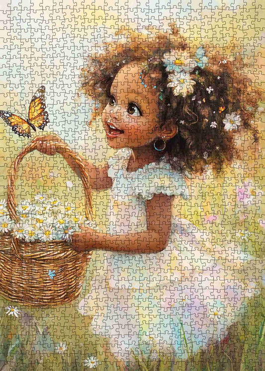 Daisy Girl with Butterfly Jigsaw Puzzle