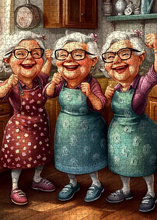 Dancing Grandmas in Kitchen Jigsaw Puzzle