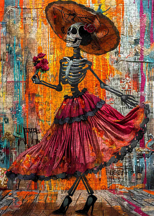 Dancing Skeleton Lady Jigsaw Puzzle