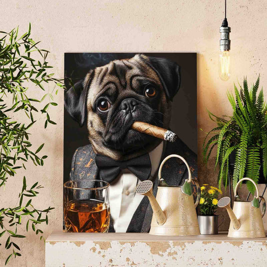 Dapper Pug with Whiskey Paint by Numbers