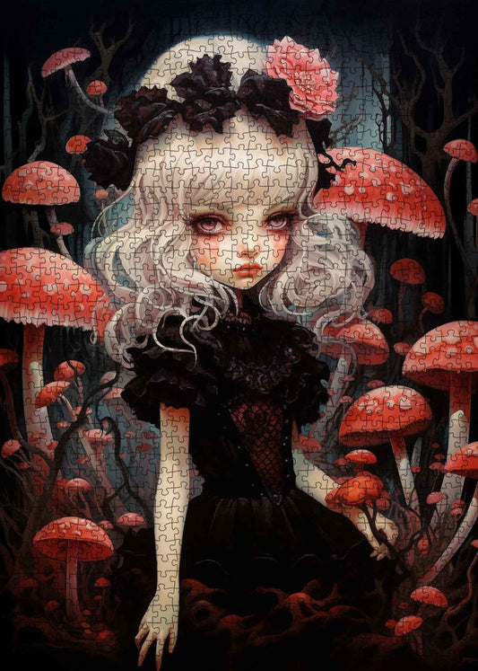 Dark Fairy with Mushrooms Jigsaw Puzzle