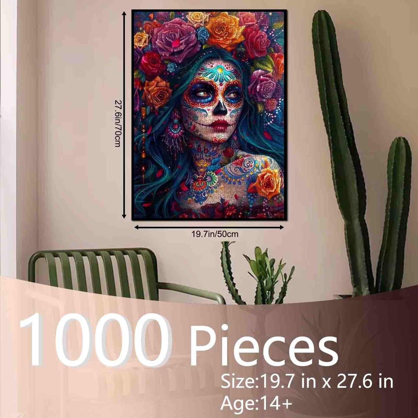 Day of the Dead Woman Floral Skull Jigsaw Puzzle