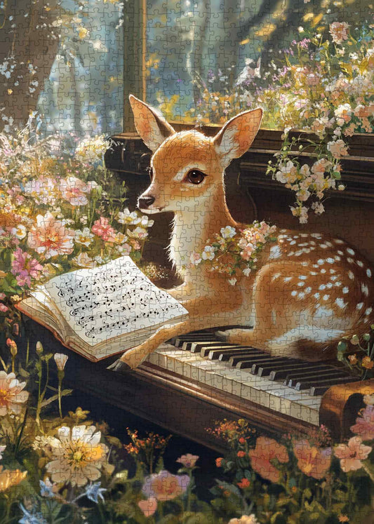 Deer Playing Piano Jigsaw Puzzle