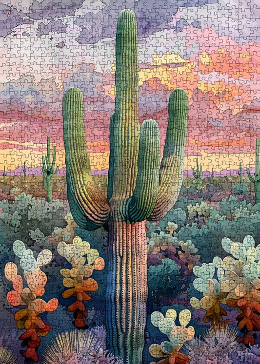 Desert Cactus Sunset Jigsaw Puzzle