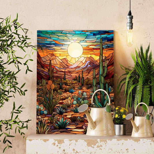 Desert Cactus Sunset Paint by Numbers