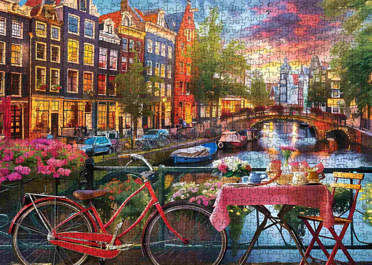 Dinner on Amsterdam Canal Jigsaw Puzzle