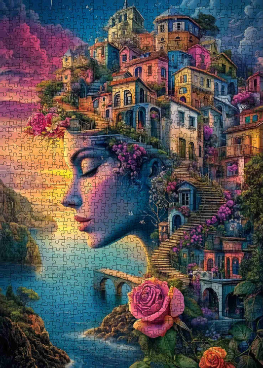 Dreamy Seaside Town Face Jigsaw Puzzle