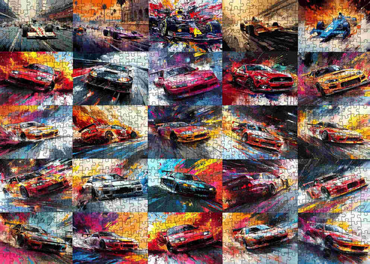 Dynamic Racing Cars Montage Jigsaw Puzzles