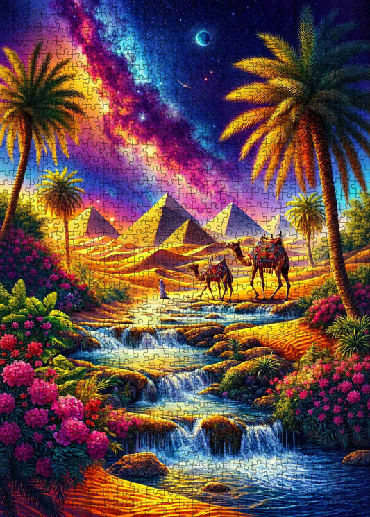 Egyptian Oasis Nightscape Jigsaw Puzzle
