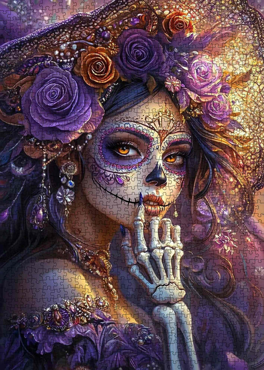 Elegant Sugar Skull Lady Jigsaw Puzzle