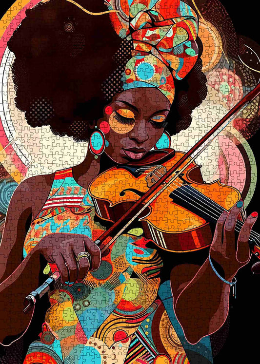 Elegant Violinist in Motion Jigsaw Puzzle